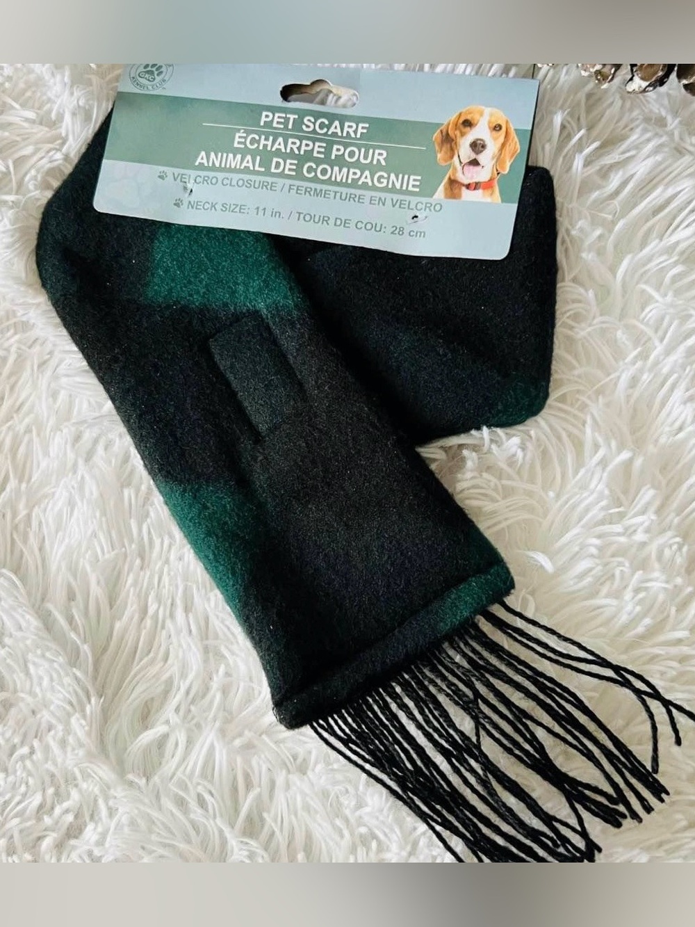 🐶 Greenbrier Kennel Club Green & Black Holiday Velcro Closure 11” Pet Scarf
